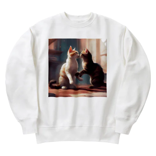 2匹の猫 Heavyweight Crew Neck Sweatshirt