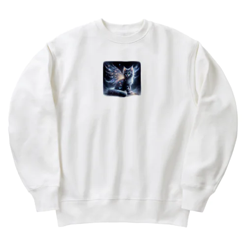 星空の舞、夜を守る猫 Heavyweight Crew Neck Sweatshirt