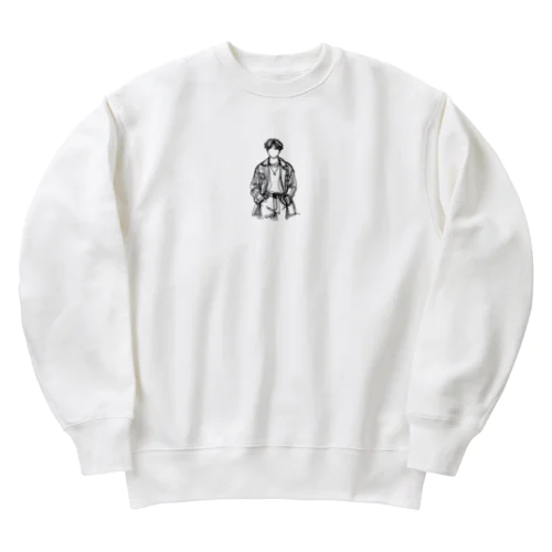 線画の人 Heavyweight Crew Neck Sweatshirt