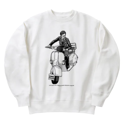 クラシックスクーターに乗る男性 Heavyweight Crew Neck Sweatshirt