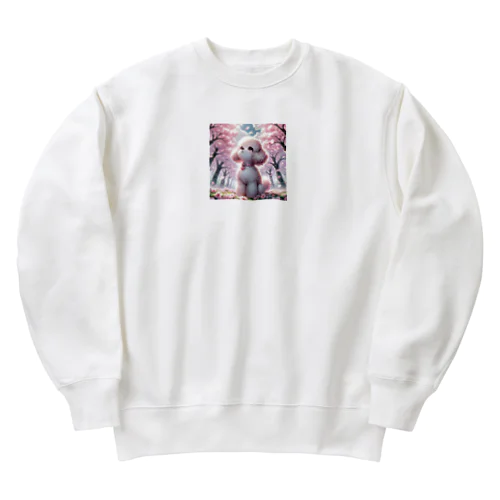 トイプードル　さくら　癒し Heavyweight Crew Neck Sweatshirt