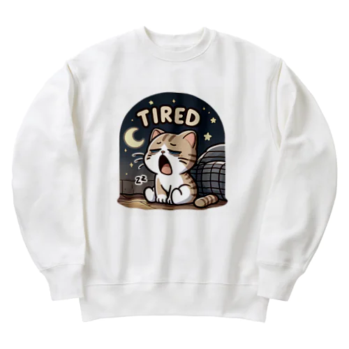 Tired cat7 Heavyweight Crew Neck Sweatshirt