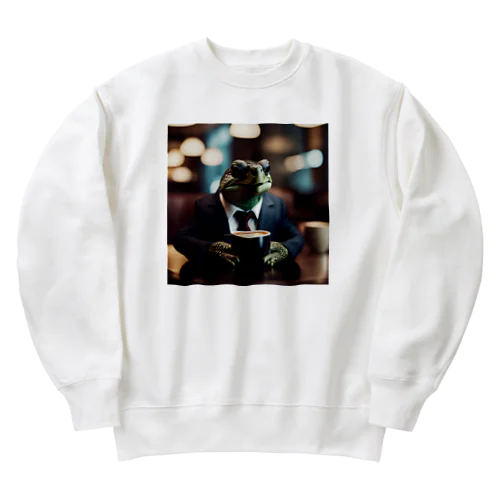 休憩するサラリーマンリクガメ Heavyweight Crew Neck Sweatshirt