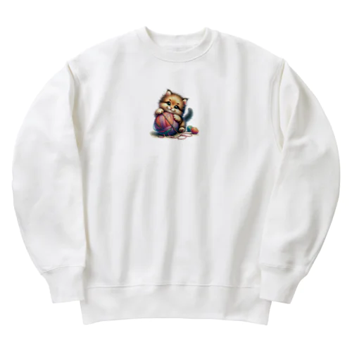 子猫　イラスト Heavyweight Crew Neck Sweatshirt