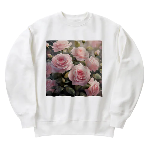 ペールピンクのバラの花束 Heavyweight Crew Neck Sweatshirt