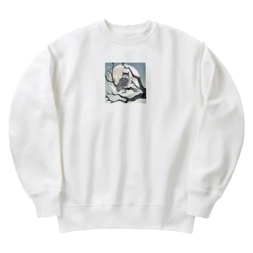 月に照らされた梟 Heavyweight Crew Neck Sweatshirt