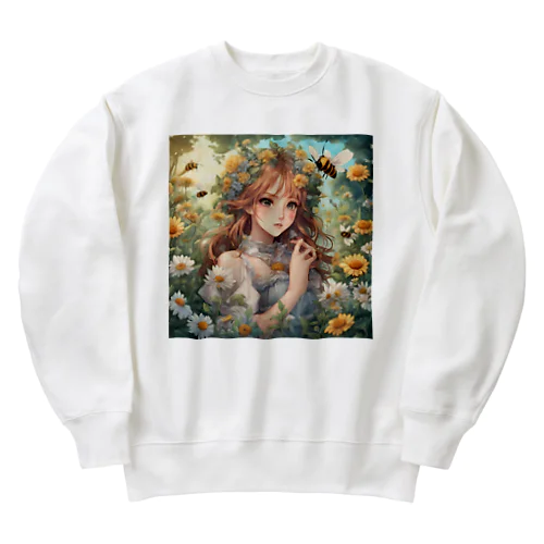 魅惑の庭園ミツバチ子さん Heavyweight Crew Neck Sweatshirt