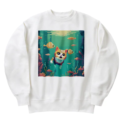 水中をもぐる猫 Heavyweight Crew Neck Sweatshirt