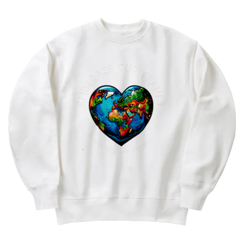 地球の日　Earth day 地球　ハート　ブルー Heavyweight Crew Neck Sweatshirt