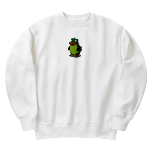 緑、恐竜、ワニ Heavyweight Crew Neck Sweatshirt