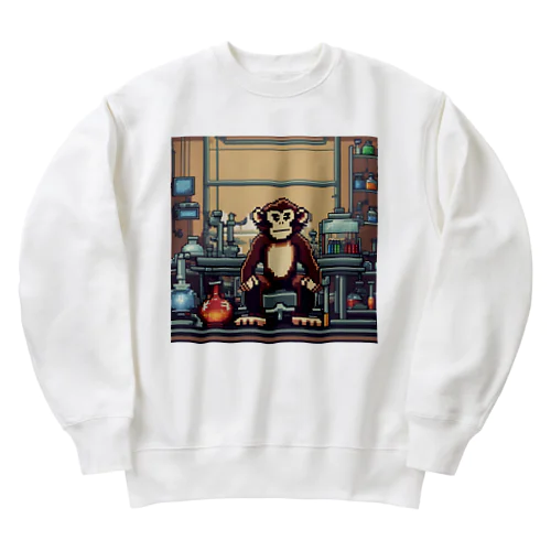 実験をしているサル Heavyweight Crew Neck Sweatshirt