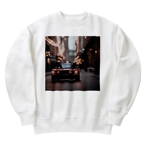 車とネオン Heavyweight Crew Neck Sweatshirt