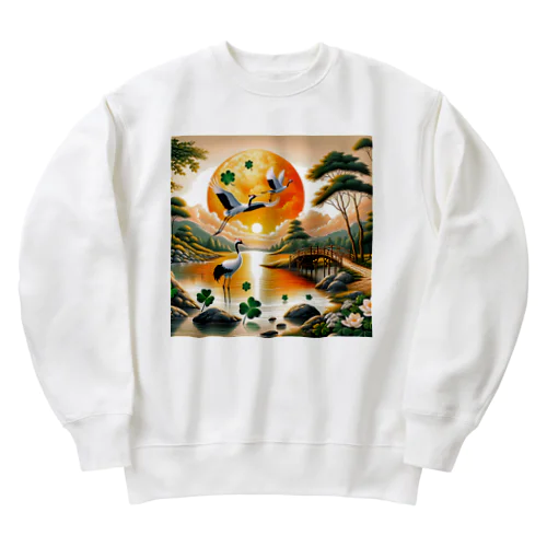 幸せを呼ぶ鶴 Heavyweight Crew Neck Sweatshirt