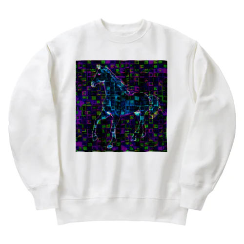 デジタルでアートな馬 Ⅱ Heavyweight Crew Neck Sweatshirt