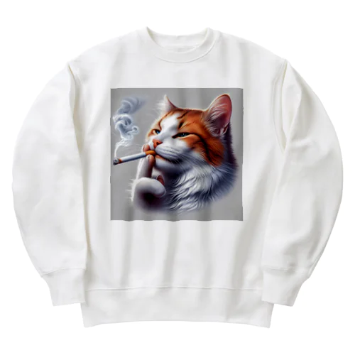 タバコうめーんだニャン Heavyweight Crew Neck Sweatshirt