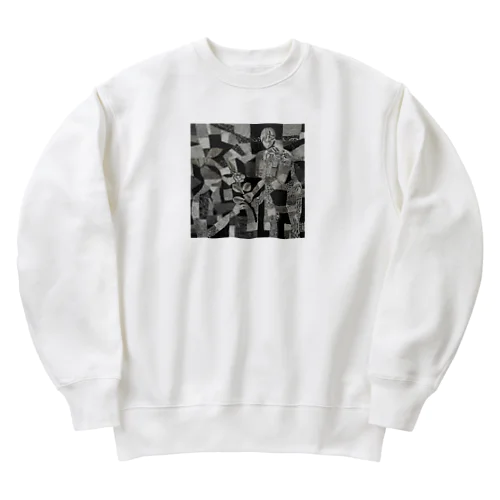 バラを渡す男性2 Heavyweight Crew Neck Sweatshirt