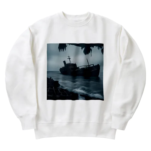 暗黒の海に浮かぶ腐敗した船の墓場 Heavyweight Crew Neck Sweatshirt