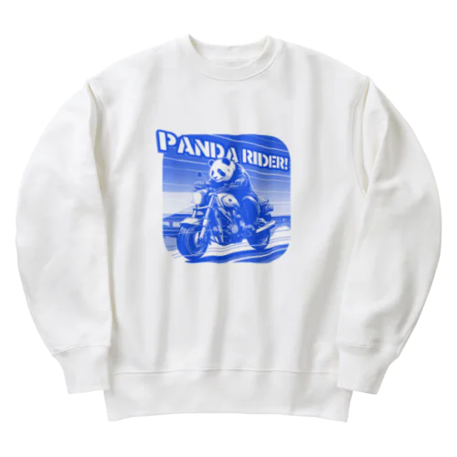 パンダライダー!(ブルー) Heavyweight Crew Neck Sweatshirt