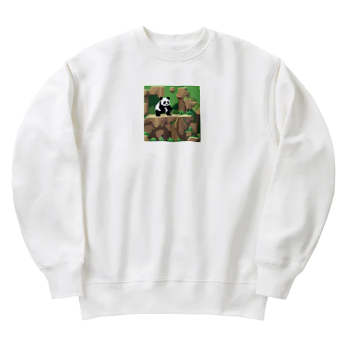 崖で遭遇したパンダ Heavyweight Crew Neck Sweatshirt