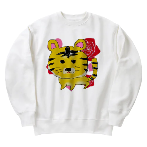 ママみん画伯のトラ Heavyweight Crew Neck Sweatshirt