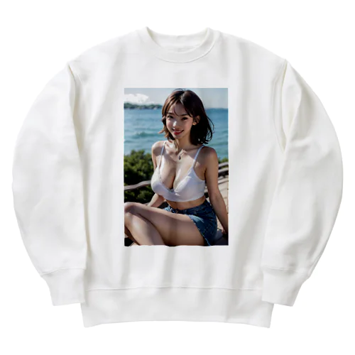 九十九里の塩風を感じて Heavyweight Crew Neck Sweatshirt