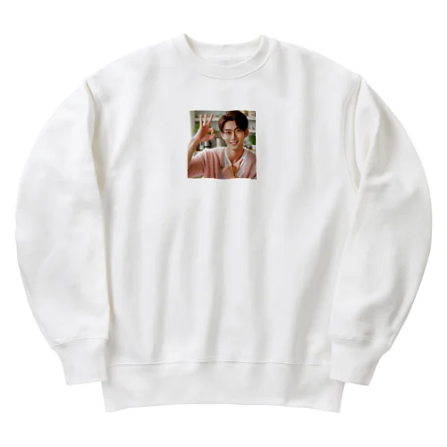 爽やかな笑顔に元気いっぱい Heavyweight Crew Neck Sweatshirt