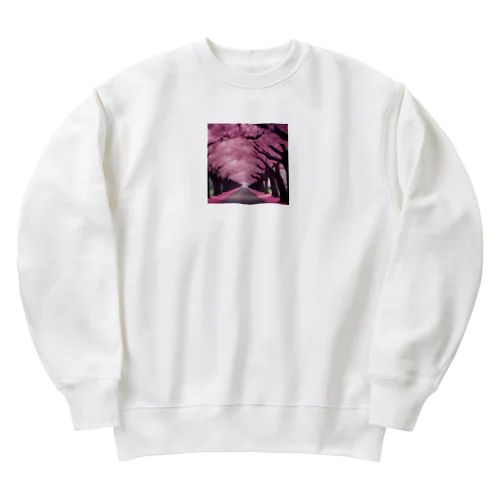 満開の桜道 Heavyweight Crew Neck Sweatshirt