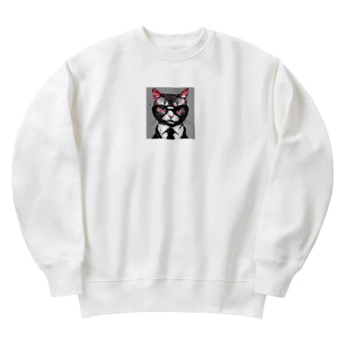 メガネをする猫 Heavyweight Crew Neck Sweatshirt