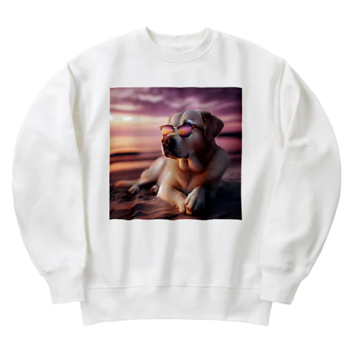 サングラスをかけた、かわいい犬 Marsa 106 Heavyweight Crew Neck Sweatshirt