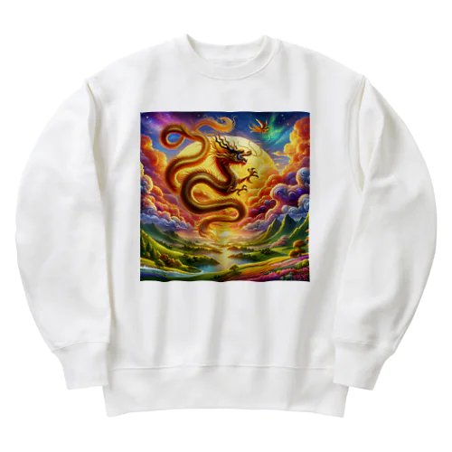 幸運の金の龍！！ Heavyweight Crew Neck Sweatshirt