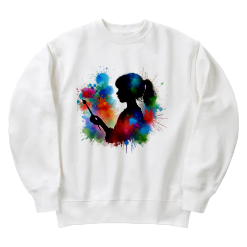 筆を持つ少女 Heavyweight Crew Neck Sweatshirt