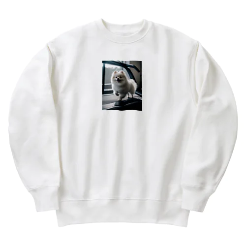 ルームランナーで走るポメラニアン Heavyweight Crew Neck Sweatshirt