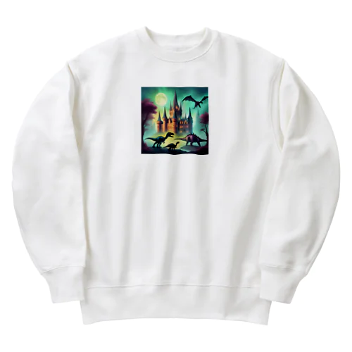 恐竜と城 Heavyweight Crew Neck Sweatshirt