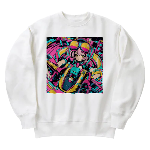 コックピット操縦席ガール02♪ Heavyweight Crew Neck Sweatshirt