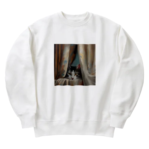 窓辺の覗き猫🐱 Heavyweight Crew Neck Sweatshirt