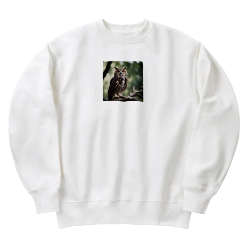 森の番人　フクロウ Heavyweight Crew Neck Sweatshirt