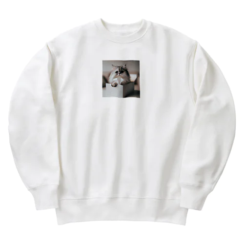 暖かいにゃ〜 Heavyweight Crew Neck Sweatshirt