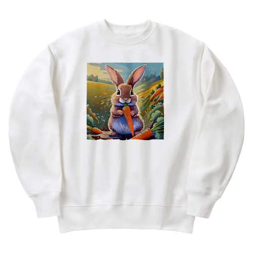 ニンジンを食べるうさぎ Heavyweight Crew Neck Sweatshirt