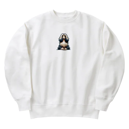 アフガン・ハウンド【かわいい動物たち】 Heavyweight Crew Neck Sweatshirt