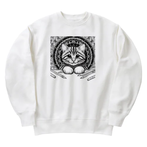 Arabesque Serenade: A Cat's Melody Heavyweight Crew Neck Sweatshirt