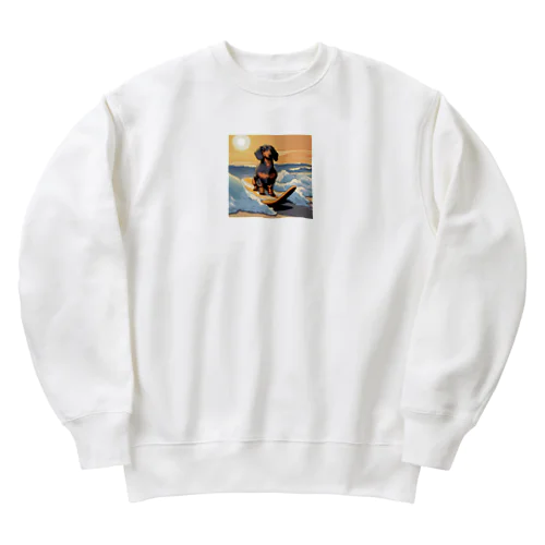 キュートなダックスフンド Heavyweight Crew Neck Sweatshirt