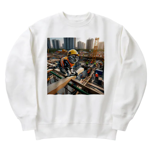 工事現場の猫 Heavyweight Crew Neck Sweatshirt