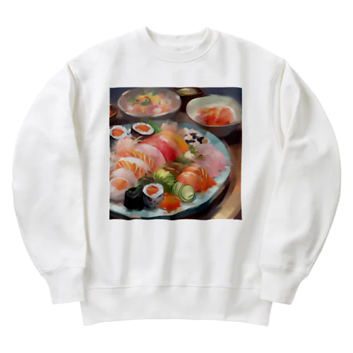 美しい寿司の絵画 Heavyweight Crew Neck Sweatshirt