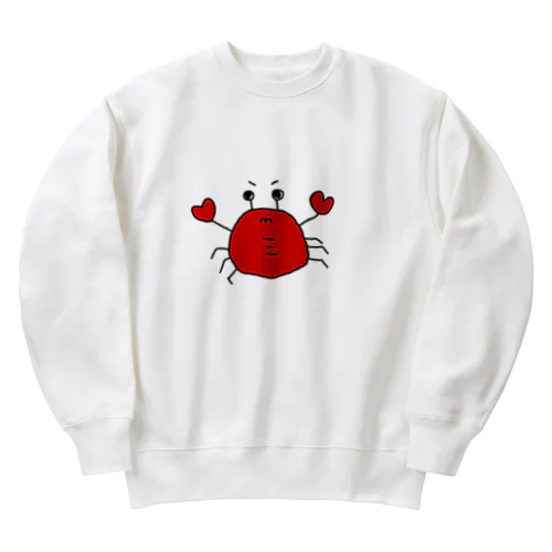 ひょっこり現れたカニ Heavyweight Crew Neck Sweatshirt