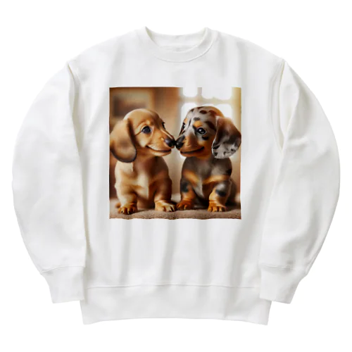 かわいい双子のダックス！ Heavyweight Crew Neck Sweatshirt