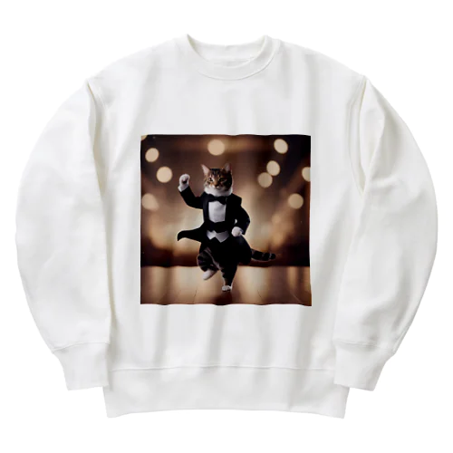 タキシード猫（ダンス） Heavyweight Crew Neck Sweatshirt