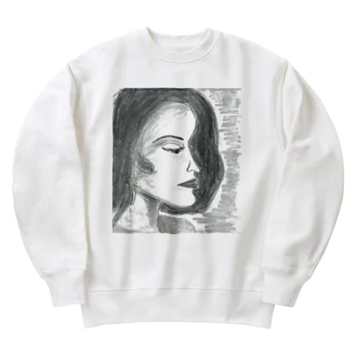 A mysterious girls Heavyweight Crew Neck Sweatshirt