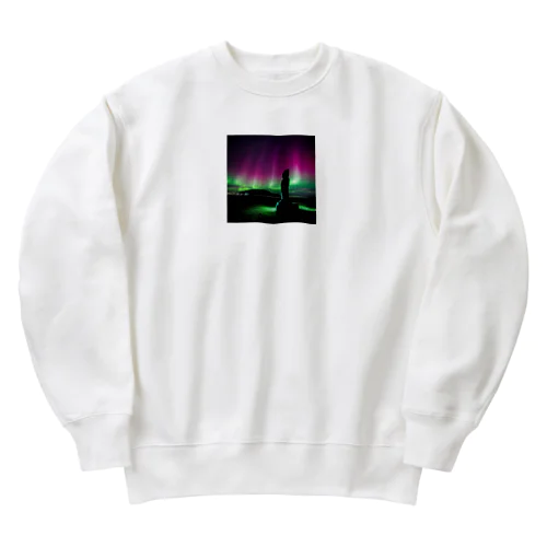 初めてオーロラを見た巨像 Heavyweight Crew Neck Sweatshirt