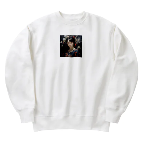 花柄模様の服を着た女性　なでしこ1478 Heavyweight Crew Neck Sweatshirt