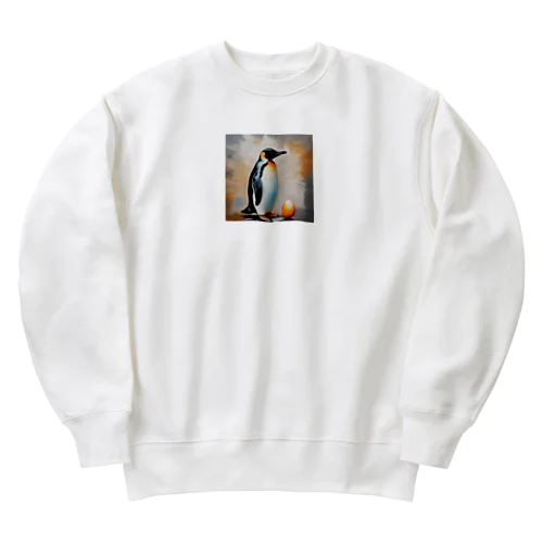 卵を温かく見守っているペンギン Heavyweight Crew Neck Sweatshirt